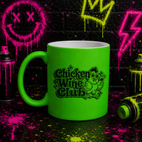 Chicken Wine Club Neon Mug – Funny Retro Chicken Design – 4 Colours